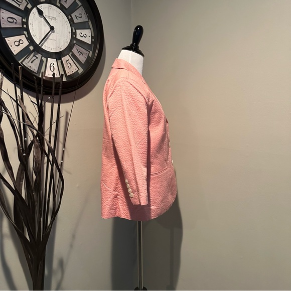 Isaac Mizrahi Live Light Coral Peach Pink 3/4 Sleeve Cotton Blazer Jacket Size 8 - Picture 3 of 7